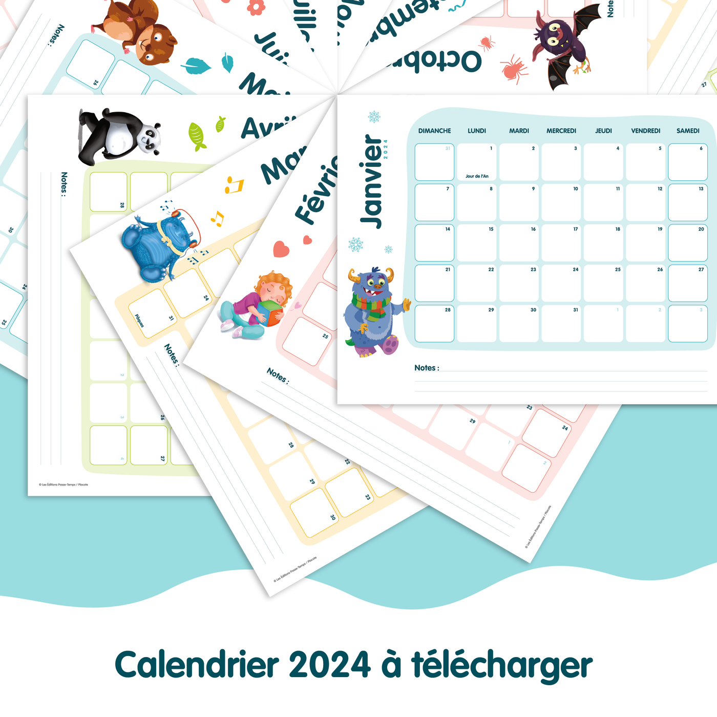 Calendrier mensuel 2024 - Pour les petits et les grands