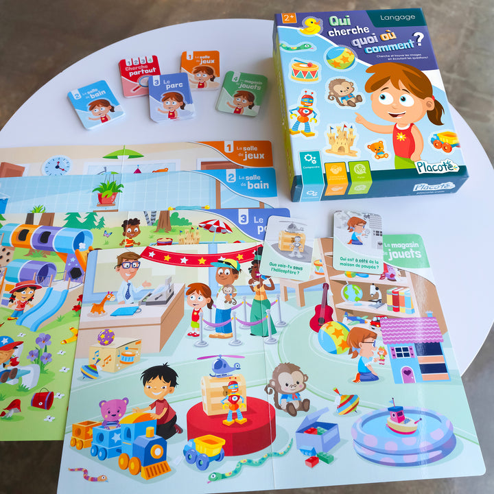 Placote - Qui cherche quoi où - Jeu éducatif - Jeu d'apprentissage pour
