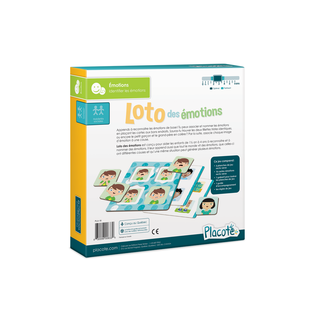 Placote Gioco Educativo Loto Delle Emozioni – Per Bambini Da 1 Anno E Mezzo A 4 Anni, 2 Giocatori, 5 Minuti – PLA18