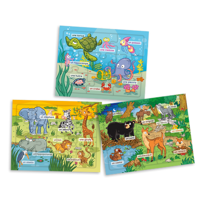 Mes premiers casse-têtes à colorier : les animaux - Casse-têtes « mer », « savane » et « forêt boréale », côté couleurs